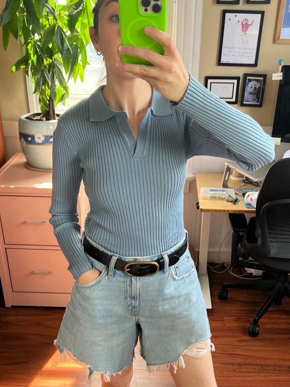 Lesley Evers - Ribbed Knit Soft Blue